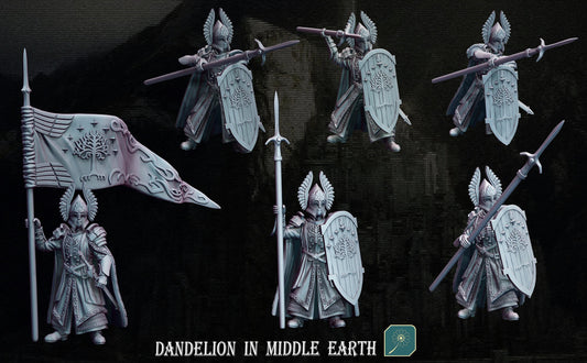 Fountain Guards with spears shields & banner