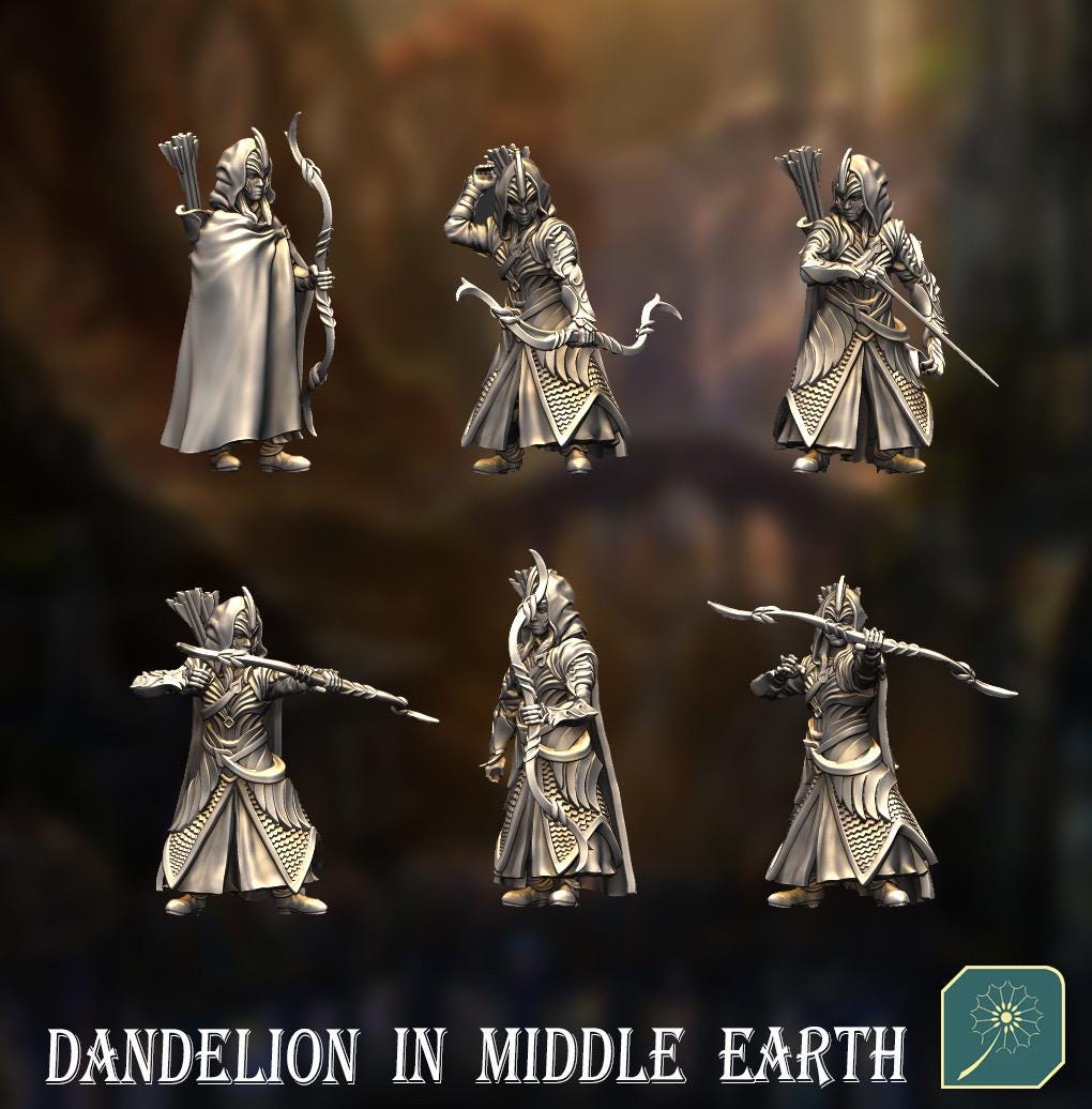 Golden Wood Elf Bowman | Dandelion Miniatures | elven archers | mesbg | lotr | 28mm |