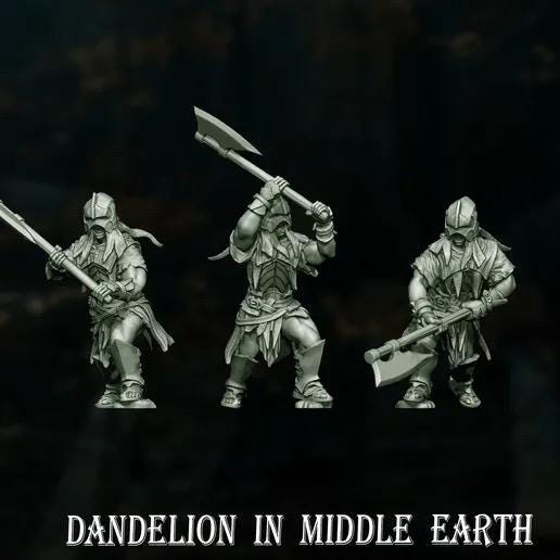 Half Orc scouts with axes | two handed axemen | Dandelion Miniatures | Uruk | White Hand | 28mm | mesbg | lotr | Beserker |