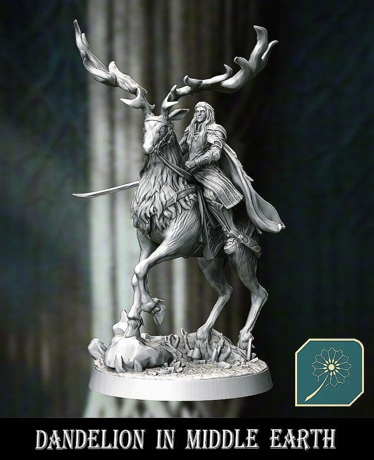 King of the Dark Wood Realm on Elk & Foot | Dandelion Miniatures | Woodland Realm | Mirkwood | mesbg | lotr | 28mm |