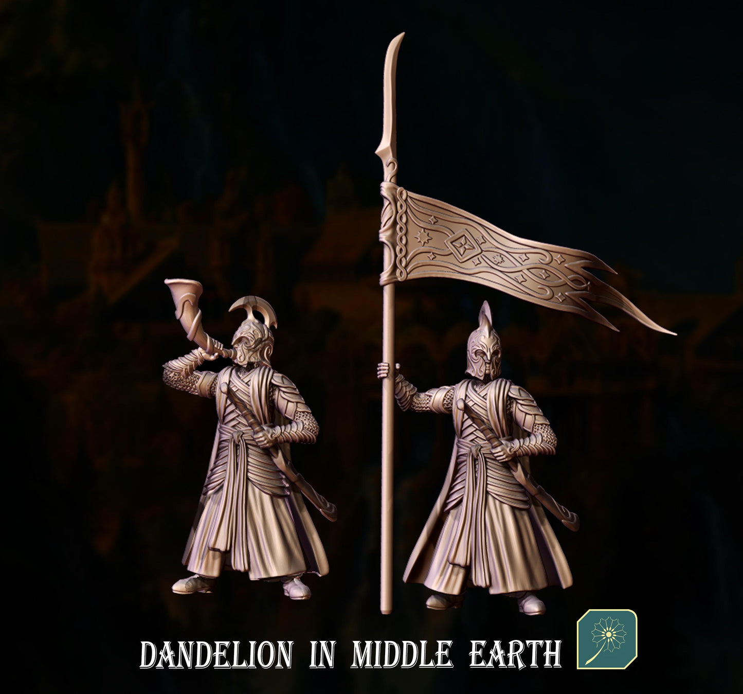 Elves Of The Deep Valley Bannermen & Hornblower | Dandelion in middle earth | elven warriors | mesbg | lotr | 28mm |