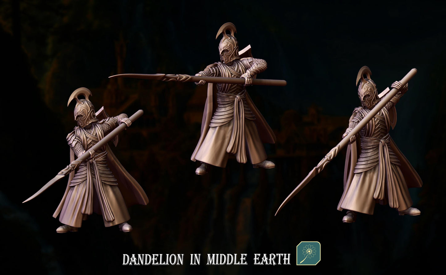 Elves Of The Deep Valley Two Handed Spears | Dandelion in middle earth | elven warriors | mesbg | lotr | 28mm |
