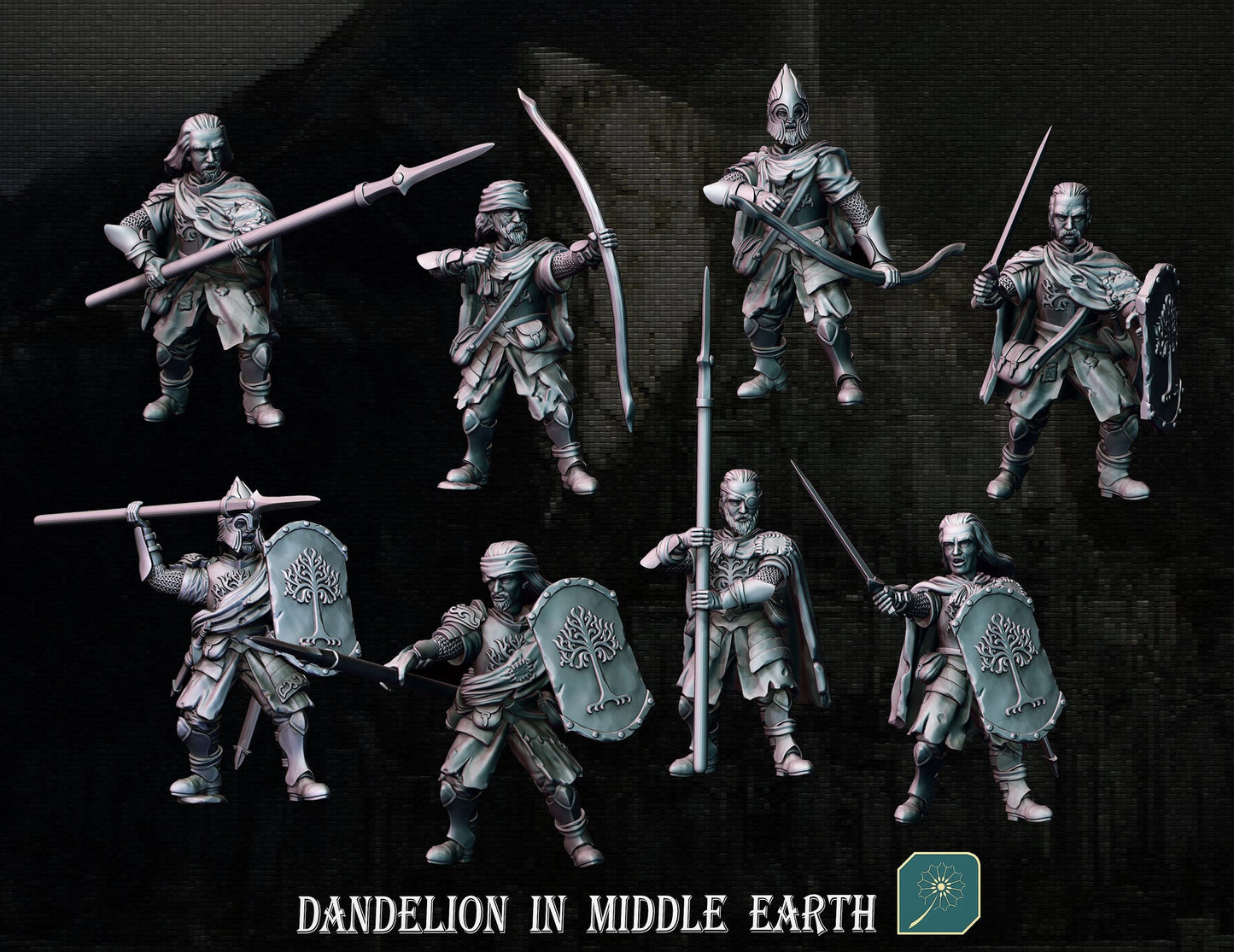 Veterans of Guard Tower Spearmen | Dandelion in middle earth | Gondor | free people | White City | 28mm | mesbg | lotr |