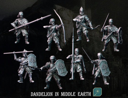 Veterans of Guard Tower Spearmen | Dandelion in middle earth | Gondor | free people | White City | 28mm | mesbg | lotr |