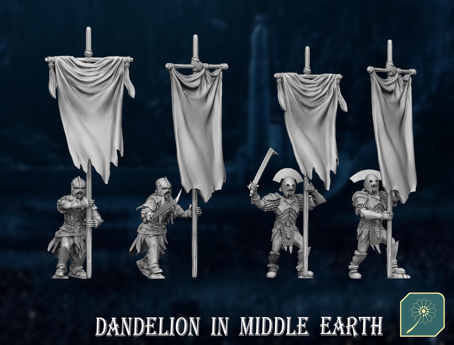 Half Orc Banners & Drummers | Dandelion in middle earth | Uruk | White Hand | 28mm | mesbg | lotr |