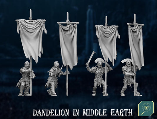 Half Orc Banners & Drummers | Dandelion in middle earth | Uruk | White Hand | 28mm | mesbg | lotr |