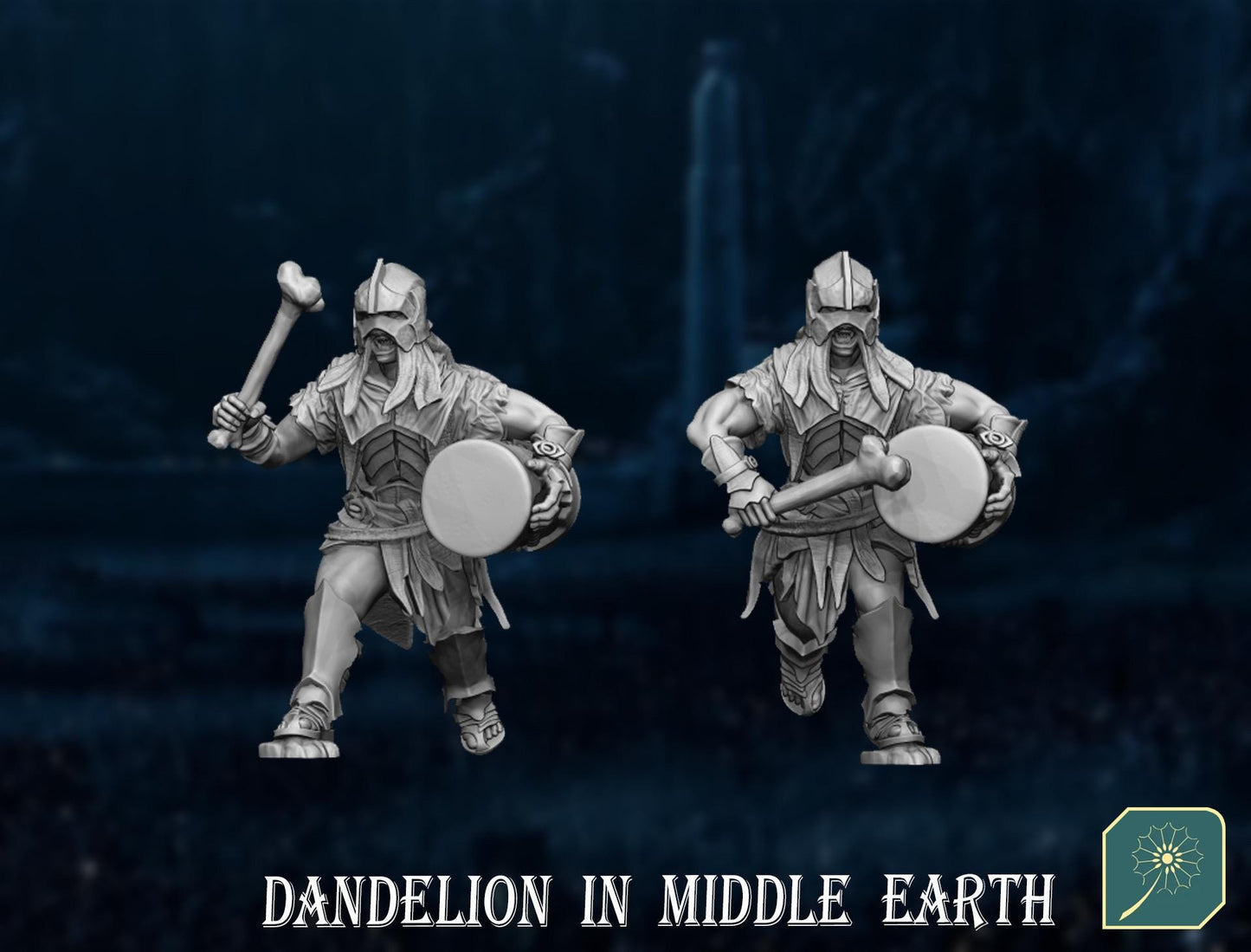 Half Orc Banners & Drummers | Dandelion in middle earth | Uruk | White Hand | 28mm | mesbg | lotr |