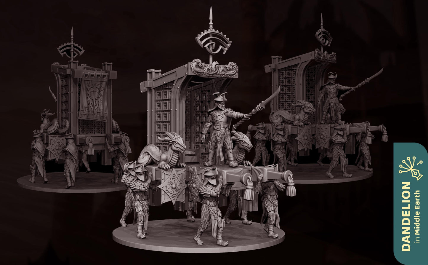 Eastern Empire, Emperor on Palanquin | Dandelion in middle earth | Easterlings | Rhun | 28mm | mesbg | lotr |