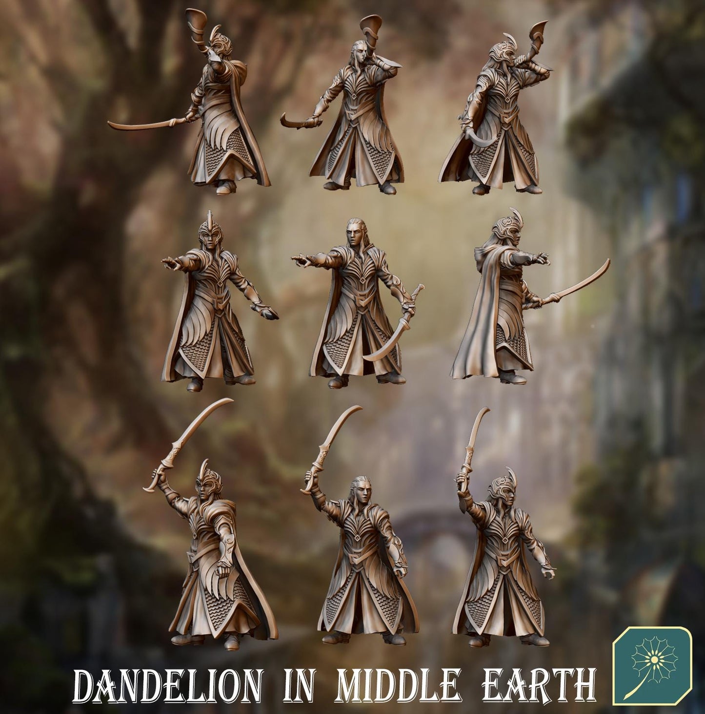 Golden Wood Elf Command | Dandelion Miniatures | elven archers | mesbg | lotr | 28mm |