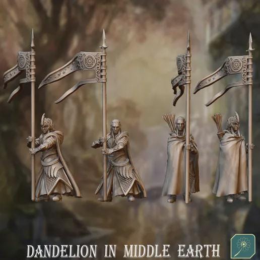 Golden Wood Elf Command | Dandelion Miniatures | elven archers | mesbg | lotr | 28mm |