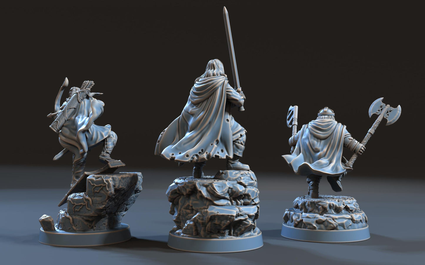 The Triple Trackers  | Papel 3D | 28mm | MESBG | lotr | Middle earth | The Three Hunters | Aragorn | Legolas | Gimli