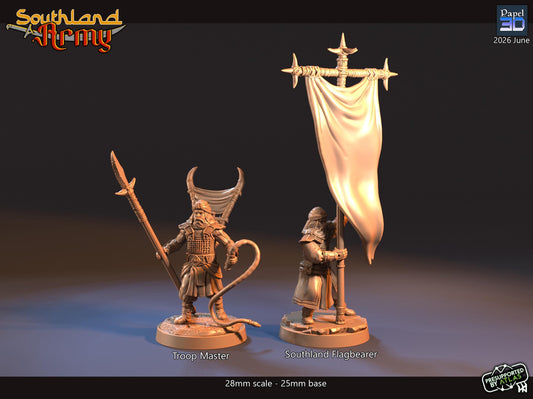Southland Troop Master & Standard | Papel 3D | 28mm | MESBG | lotr | Middle earth | Harad | rhun | easterlings | mordor | Evil