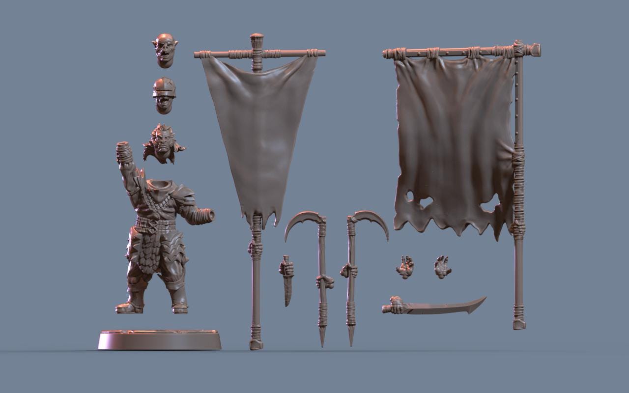 Morod-Dor Orc Leader | 28mm Fantasy Wargaming Miniatures | Mordor Orc | RPG & Tabletop Proxy Models | orc captain | mesbg