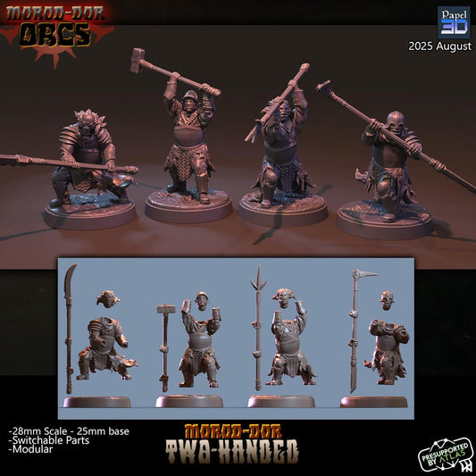 Morod-Dor Orcs two handed weapons | 28mm Fantasy Wargaming Miniatures | Full Army Bundle | RPG & Tabletop Proxy Models | Mordor Orcs | MESBG