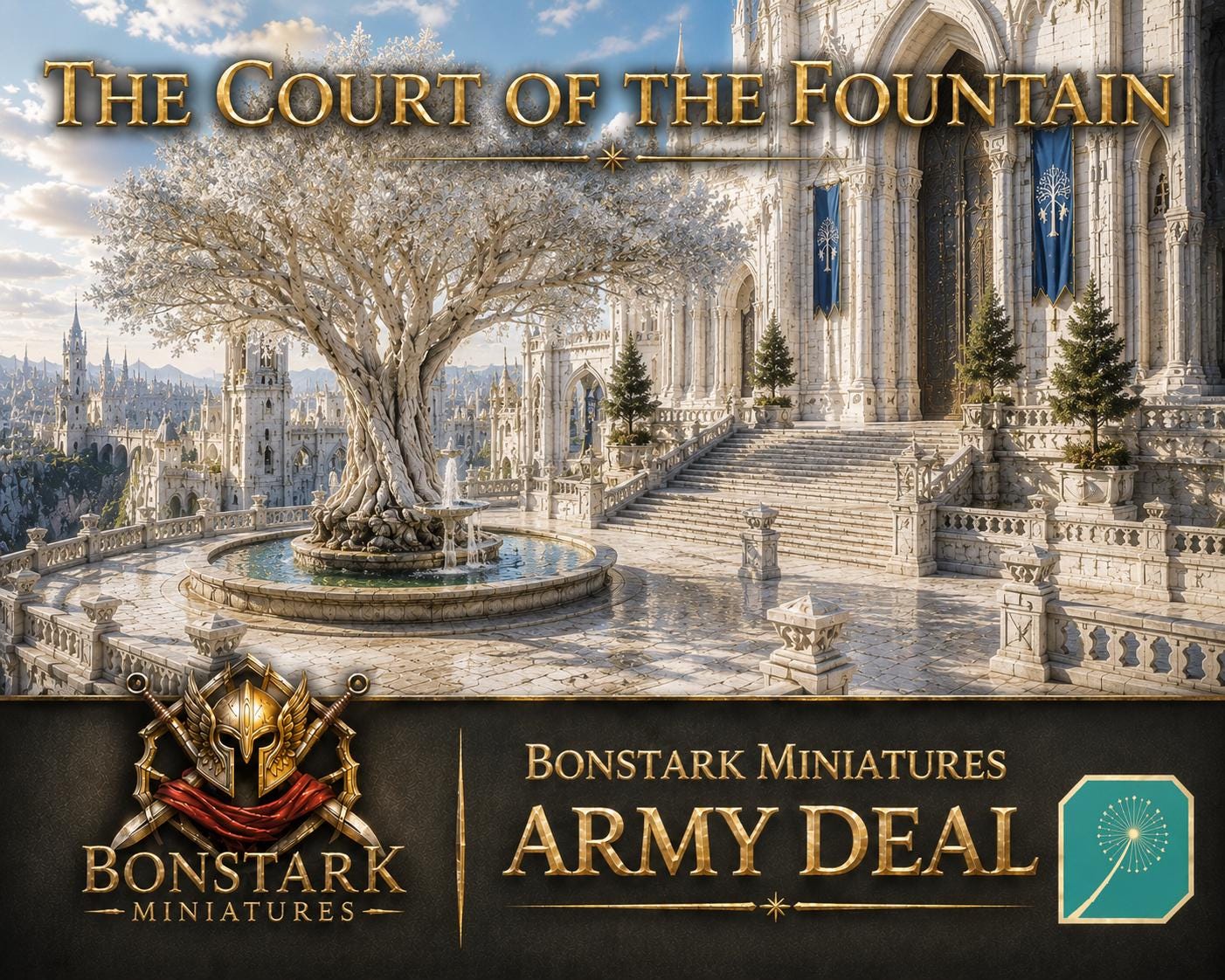 Court of the Fountain Army Warband Set | 28mm Fantasy Wargaming Miniatures | Full Army Bundle | RPG & Tabletop Proxy Models | MESBG | Gondor