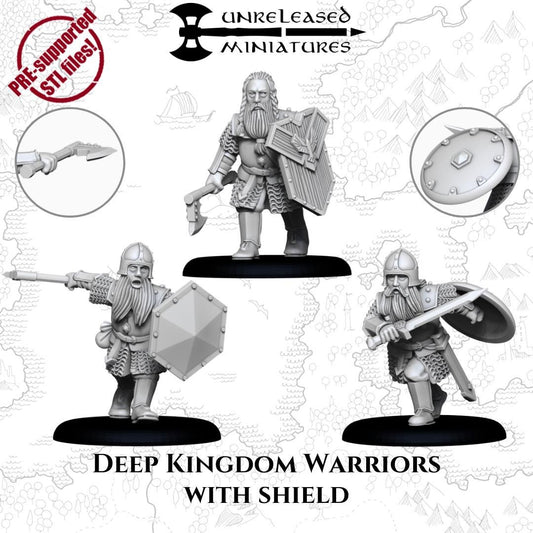 Deep Kingdom Warriors with Shield | Unreleased Miniatures | Dwarves | mesbg | lotr | 28mm |