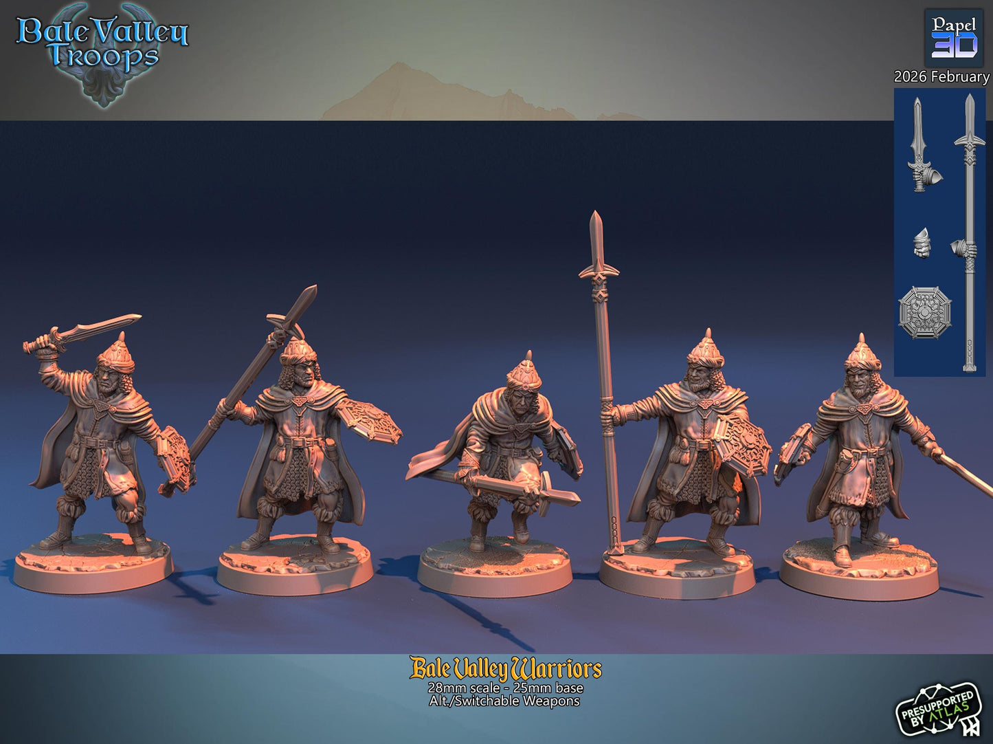 Bale Valley Warriors  | Papel 3D | 28mm | MESBG | lotr | Middle earth | Dale | The Hobbit | Brand | Girion | Erebor