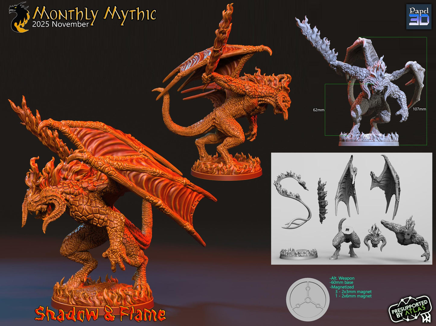 Shadow and Flame (Balrog)  | Papel 3D | 28mm | MESBG | lotr | Middle earth | Moria | Khazad Dum | mordor | Evil