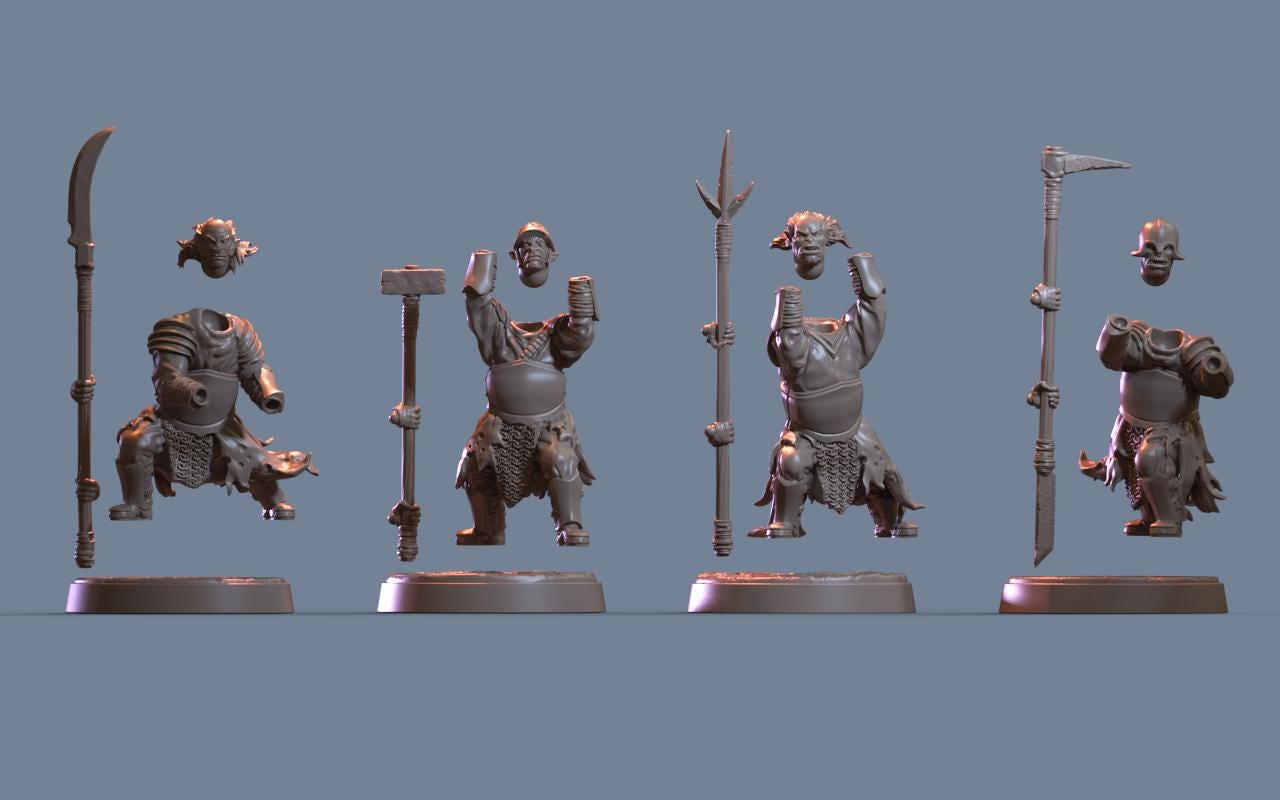 Morod-Dor Orcs two handed weapons | 28mm Fantasy Wargaming Miniatures | Full Army Bundle | RPG & Tabletop Proxy Models | Mordor Orcs | MESBG