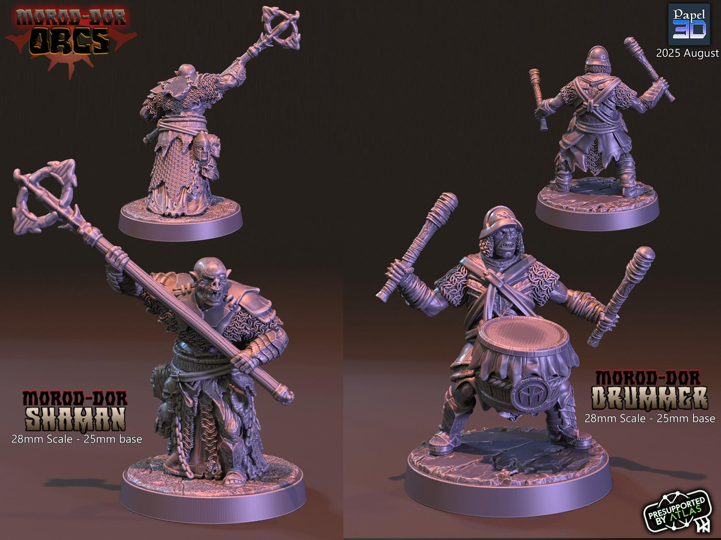 Morod-Dor Orc Shaman, Drummer | 28mm Fantasy Wargaming Miniatures | Mordor Orc | RPG & Tabletop Proxy Models | orc captain | mesbg
